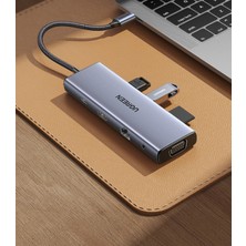 Zilvana Ugreen 9’u 1 Arada Usb-C Hub 4K 60Hz HDMI VGA 3x USB 3.0 RJ45 Sd Tf Kart Okuyucu 100W Pd