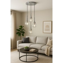 Avizem Camlı Avize Seka 3+1 Krom Füme