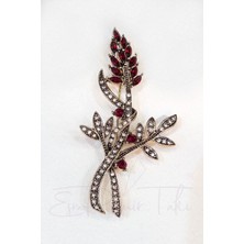 Esra Pamir Kırmızı Kristal Taş Elmas Montür Broş