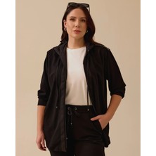 Gala-Xi Kadın Oversize Kapüşonlu Minimalist Ceket - Günlük Kullanım