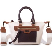 Nas Bag Kadın Mini El ve Postacı Çantası Krem Kahve Taba Lopez