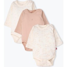 Bebetto Uzun Kollu Body 3lü Cute Bunny Bej %100 Pamuklu Kumaşla Rahat ve Şık