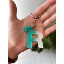 Cafirel Sedefli Turkuaz-Beyaz Renkli R Harfi Ile Ayıcıklı Anahtarlık