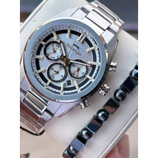 Slazenger Çelik Kordon Iç Fonksiyonları Aktif 100 mt Su Geçirmez + Bileklik Hediyeli Erkek Kol Saati VS.BLKT.0790