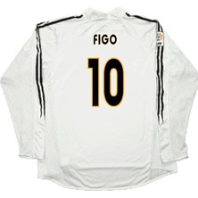 Alaturka Mix 2003/04 R.madrid Iç Saha #10 Luis Figo Futbol Forması Retro Uzun Kollu Beyaz
