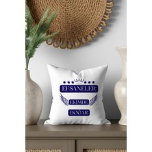 Qoeuyl Boutique Taç ve Yıldız Desenli Efsaneler Ekimde Doğar Baskılı Hediyelik Saten Mini Dekoratif Yastık