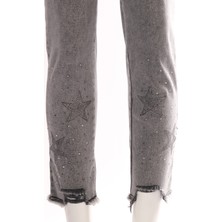 Seleste Yıldız Detaylı Midi Jean Pantolon - Minimalist Stil