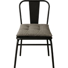 MORVELLA Sitera 4'lü Gri Kırçıllı Düğme Dikişli Bağcıklı Sandalye Minderi 40*40*5 cm