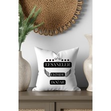 Qoeuyl Boutique Taç ve Yıldız Desenli Efsaneler Ekimde Doğar Baskılı Hediyelik Saten Mini Dekoratif Yastık