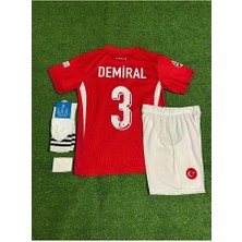 Alaturka Mix Türkiye Milli Takım Euro 2024 Merih Demiral 3// Çocuk Forması 4'lü Set (Kırmızı)