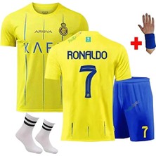 Alaturka Mix Al Nasrr 2025 Ronaldo Çoçuk Sarı Futbol Forması Şort Çorap Bileklik Hediyelii