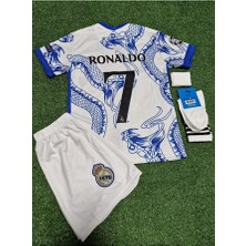 Alaturka Mix Real Madrid Yeni Sezon Cristiano Ronaldo Yılan Desenli Çocuk Forması Şort Çorap Bileklik 4'lü Set