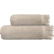 Storemax 2'li Bej Jelena Havlu SETI%100 Pamuk - 1 Adet El Havlusu 50X90 ve 1 Adet Banyo Havlusu 70X140