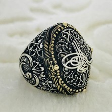 Canka Osmanlı Tuğrası İşlemeli 925 Ayar Gümüş Erkek Yüzük