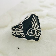 Canka Osmanlı Tuğrası İşlemeli 925 Ayar Gümüş Erkek Yüzük