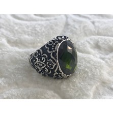 Canka Yeşil Zirkon Taşlı 925 Ayar Erkek Gümüş Yüzük