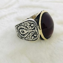 Canka Kehribar Taşlı 925 Ayar Gümüş Erkek Yüzük