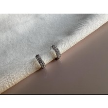 Luckyb Store Silver Renk Taşlı Linen Küpe