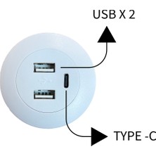 Melko Electronic Gömme Mobilya USB & Type-C Şarj Modülü