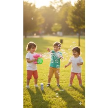 abnturk Pilli Pembe Gövdeli Yeşil Çarklı Köpük Tabancası Sihirli Atmosfer  Çok Baloncuklar