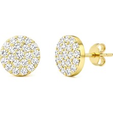 Zeya Kuyumculuk 14 Ayar Altın Zirkon Taşlı Pave Dizim Küpe