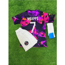 Alaturka Mix Fc/p.s.g Kylian Mbappe 7 Iç Saha Çocuk Futbol Forması Eyfel Desenli 3'lü Seti Spor T-Shirt