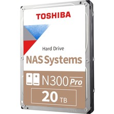 Toshiba N300 Pro 20TB Büyük Ölçekli Iş Nas (24 Bölmeye Kadar) 3,5 Inç Dahili Sabit Sürücü - 300 Tb/yıl'a Kadar Iş Yükü Oranı Cmr Sata 6 Gb/s 7200 Rpm 512 MB Önbellek - HDWG62AXZSTB