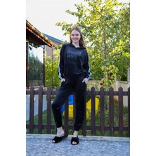 Moda Çizgi Kadın Kadife Eşofman Takım 9076