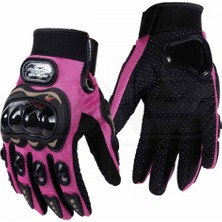 Edelvays Shop 3 Mevsim Korumalı EN13594 Sertifikalı Motosiklet Eldiveni Pembe Uzun