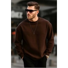 Bold Unisex Üç Iplik Şardonlu Kahverengi Sweatshirt