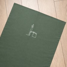 Namazify Yeşil Keten Seccade - Kabe Desenli