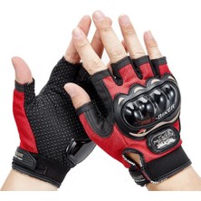 Edelvays Shop Korumalı EN13594 Sertifikalı Motosiklet Eldiveni Kırmızı Kısa