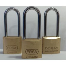 Doras Ersa 3'lü Set Uzun Kanca Pas Pirinç Asma Kilit 30 mm