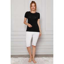 Moda Çizgi Penye Likralı Diz Üstü Tayt 5872P