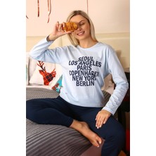 Moda Çizgi Kadın Uzun Kol Penye Pijama Takım 4174