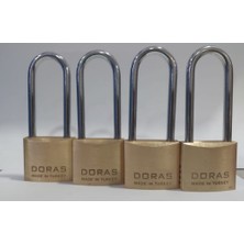 Doras Ersa 4'lü Set Uzun Kanca Pas Pirinç Asma Kilit 40 mm