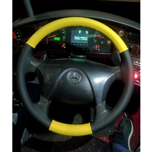 Hasbay Dikişli Direksiyon Kılıfı Siyah / Sarı Deri Siyah Dikişli Mercedes Otobüs Kamyon Bu Direksiyon