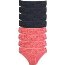 ModaSize 8 Adet Önü Dantelli Transparan Kadın Slip Külot S24