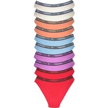 ModaSize 10 Adet Beli Yazılı Pamuklu Kalın Lastik Kadın Slip Külot