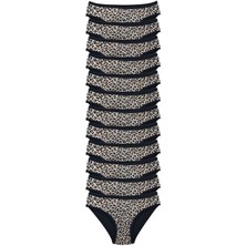 ModaSize 12 Adet Leopar Desenli Likralı Yumuşak Dokulu Kadın Slip Külot