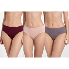 Hb Comfort İç Giyim Hb Comfort Kadın Pamuklu Fitilli Slip Külot 3’lü Set 6100-4