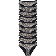 ModaSize 9 Adet Leopar Desenli Likralı Yumuşak Dokulu Kadın Slip Külot