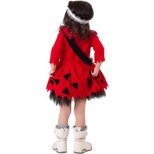 Saltare Kız Çocuktaş Devri Kırmızı Çakıl Elbise Kemik Taç Parti Özel Gün Kostüm Doğum Günü