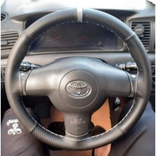 Hasbay Dikişli Direksiyon Kılıfı Karbon / Nokta Gri Yüzük Siyah Dikişli Corolla 2005-2025 Arası