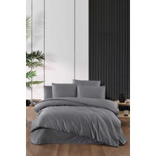 Mira Home Stripe Saten Line Çift Kişilik Nevresim Takımı Antrasit