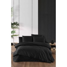 Mira Home Stripe Saten Line Çift Kişilik Nevresim Takımı Siyah