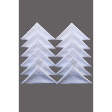 Mira Home Çiçek Işlemeli Bayan Mendili 12 Adet 28X28 cm 100 Pamuk