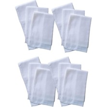 Mira Home 12 li El Cep Yaka Kumaş Mendil 36x36 Cm 100 Pamuklu TM Beyaz