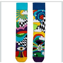 Heritage Nature 5lı Çorap Retro ve Bohem Esintili Modern Çok Renkli Unisex Erkek Kadın Çorap