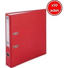 Kraf Büro Klasörü, 10 Adet, Dar, A4 Boyut, 2 Halkalı, Kırmızı
